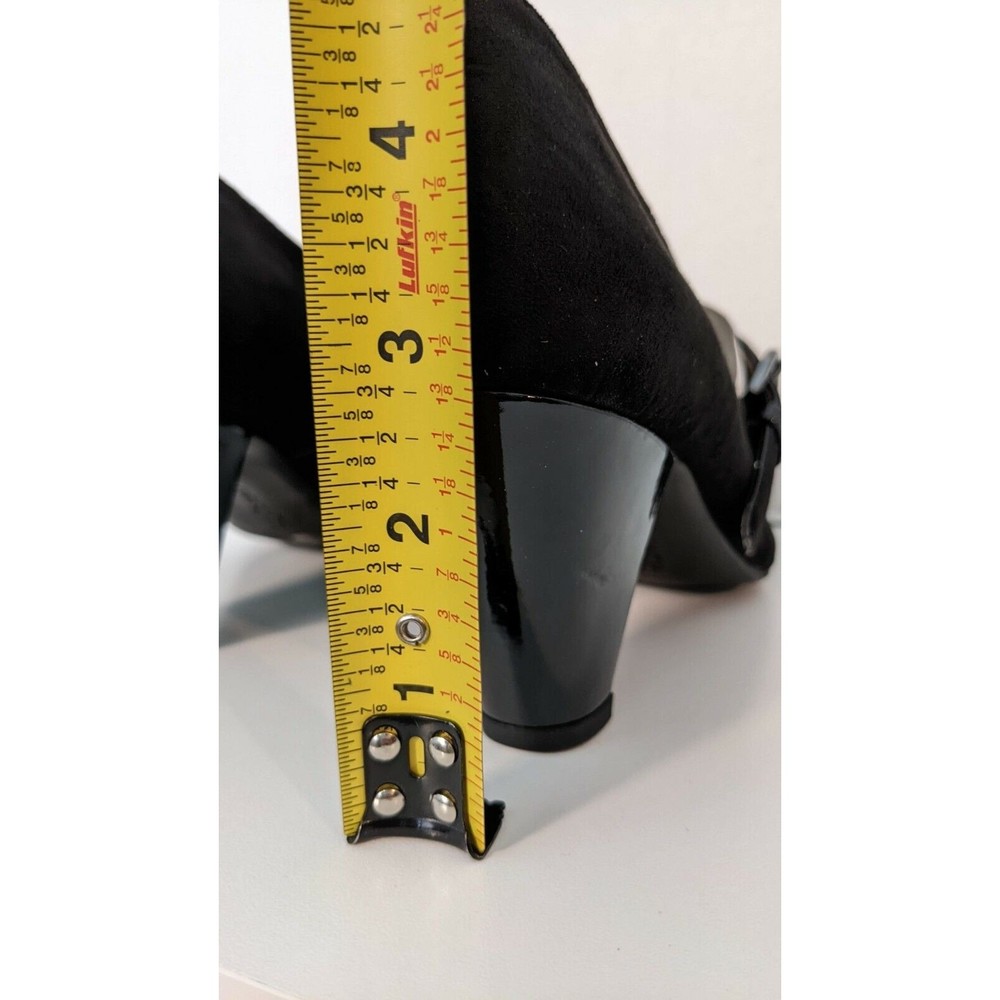 East 5th Womens Size 8 Medium Lefty Black Suede Buckle Pumps shoes With Box - Picture 6 of 11